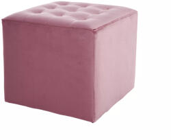 SIGNAL MEBLE Lori Velvet Négyzetes Bársony Puff Antik Rózsaszín Steppelt