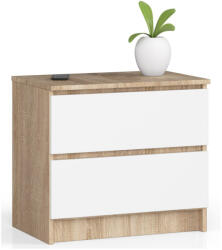 AKORD CLP K60 Komód Laminált Sonoma Tölgy Fehér 2 Fiókos