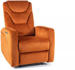 SIGNAL MEBLE Kronos Elektromos Bársony Relax Fotel Fahéjbarna