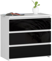 AKORD CL3 Magasfényű Éjjeliszekrény Fehér/Fekete 60 cm