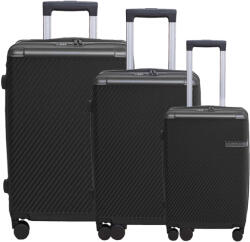 Quasar & Co Quasar & Co. Luxor 3 részes ABS Gurulós Bőrönd Szett - Fekete