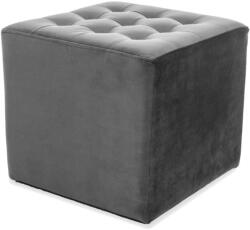 SIGNAL MEBLE Lori Velvet Négyzetes Bársony Puff Szürke Steppelt