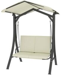  Outsunny Hollywood hinta állítható napellenzős üléshuzattal, védőhuzattal 2 személyes kerti hinta 220 kg-ig terhelhető, UV 30+ hintapad kertbe, teraszra, 150x120x182cm, krémfehér (DY-P339852)