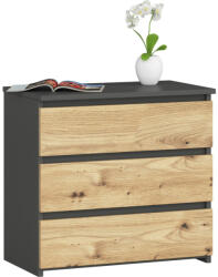 AKORD CLP Artisan 3-Fiókos Komód Laminált Grafit-Tölgy