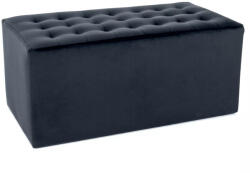 SIGNAL MEBLE Lori 2 Velvet Téglalap Alakú Bársony Puff Fekete Steppelt