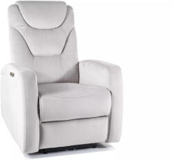 SIGNAL MEBLE Kronos Velvet Elektromos Relax Fotel Világosszürke Bársony