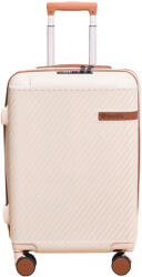 Quasar & Co Közepes méretű bővíthető bőrönd 64x41x26, 5-31 cm, LUXOR modell Quasar & Co. , ABS, lopásgátló cipzár, számzár, teleszkópos fogantyú, 4 dupla csendes kerék 360°-os forgással, feladott poggyász, Bézs