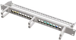 LogiLink 19" Keystone Panel 16 portos, árnyékolt, 3 kábelkezelő gyűrűvel