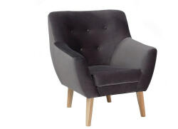 SIGNAL MEBLE Nordic 1 Bársony Fotel Bükkfa Szürke Skandináv