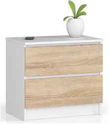 AKORD CLP K60 Éjjeliszekrény Laminált Fehér-Sonoma Tölgy Kétfiókos