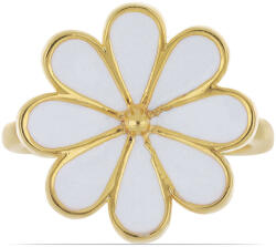  Margaréta Aranyozott Ezüst Gyűrű - Fehér Tűzzománc