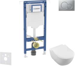 Geberit Duofix - Előfali szerelő készlet, WC és ülőke készlet Villeroy Boch, Sigma01, DirectFlush, SoftClose, CeramicPlus, matt króm gombok SANI11CK2100 (SANI11CK2100)