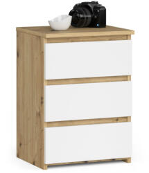 AKORD CL3 Artisan Tölgy Éjjeliszekrény Fehér Frontokkal