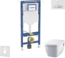 Geberit Duofix - Előfali szerelőkészlet, WC és ülőke Tece One, Sigma50 nyomógomb, Rimless, SoftClose, alpesi fehér SANI11CT3106 (SANI11CT3106)