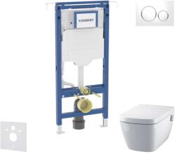 Geberit Duofix - Előfali szerelőkészlet, WC és ülőke Tece One, Sigma01 nyomógomb, Rimless, SoftClose, fehér/fényes króm SANI11CT3102 (SANI11CT3102)
