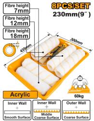 INGCO Set Trafaleti cu Pensula Tava Interior/Exterior 8buc INGCO HKTCB83230083 (HKTCB83230083)