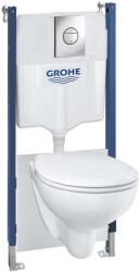 GROHE Solido - Szett fali WC + WC és ülőke softclose Bau Kerámia, perem nélküli, gombos Sail, króm 39415000 (39415000)