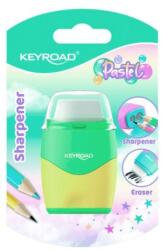 Keyroad Răzătoare din plastic KEYROAD, colecția de culori pastelate, cu două găuri și cauciuc, blister, amestec de culori