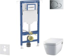 Geberit Duofix - Előfali szerelőkészlet, WC és ülőke Tece One, Sigma01 nyomógomb, Rimless, SoftClose, fényes króm SANI11CT1100 (SANI11CT1100)