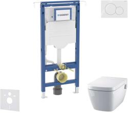 Geberit Duofix - Előfali szerelőkészlet, WC és ülőke Tece One, Sigma01 nyomógomb, Rimless, SoftClose, alpesi fehér SANI11CT3101 (SANI11CT3101)