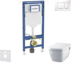 Geberit Duofix - Előfali szerelőkészlet, WC és ülőke Tece One, Sigma20 nyomógomb, Rimless, SoftClose, fehér/fényes króm SANI11CT3105 (SANI11CT3105)