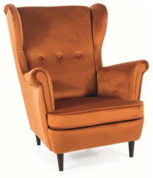 SIGNAL MEBLE Lord Velvet Fahéjbarna Bársony Füles Fotel Wenge Lábakkal