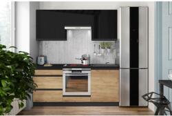 EMS Konyhabútor MARINA 180 cm Craft tölgy/fényes fekete Brick 180 černá lesk/craft (MT0096)