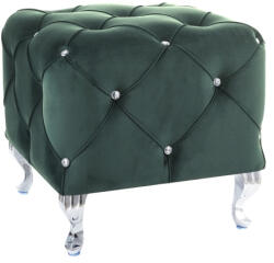 SIGNAL MEBLE Hestia Elegance Kristály Bársony Puff Zöld Ezüst Lábakkal