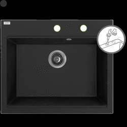 Laveo Tau, 1 rekeszes gránit mosogató 600x500x215 mm, fekete, LAV-SBT_B106 (LAV-SBT_B106)