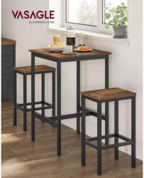VASAGLE Ipari Bárasztal Szett Vintage Barna/Fekete (EUZ-LBT017B01) - platinashop