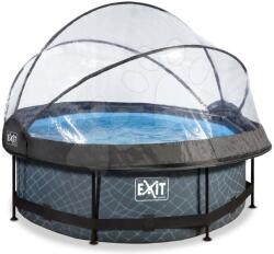 EXIT Toys Medence búrával és szivattyúval Stone pool Exit Toys kerek acél medencekeret 244*76 cm szürke 6 évtől (ET30320800)