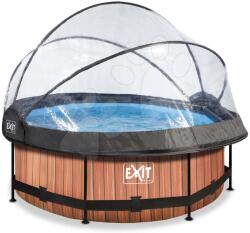 EXIT Toys Medence búrával és szivattyúval Wood pool Exit Toys kerek acél medencekeret 244*76 cm barna 6 évtől (ET30320810)