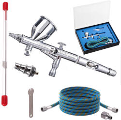 Fengda Set Aerograf Universal Fengda BD-180k cu Duze 0.2, 0.3 mm, Rezervor 7 cm3 și Reductor (TF2-21365)
