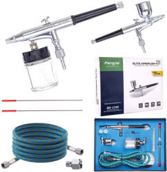 Fengda Set Aerograf Fengda BD-134K - Duze de 0, 2mm, 0, 3mm, 0, 5mm, Pulverizator cu Două Funcții și Rezervor Lateral (TF2-20546)