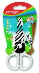Keyroad iskolai olló, 12 cm, bliszteres, zebra motívum, fehér-fekete