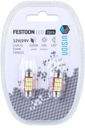  Izzó, Vision szofita, SV8.5 31mm 12/24V 12x4014 SMD LED, Canbus, fehér (CM58348)