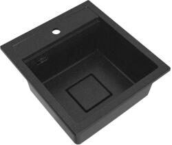 Gamma QUADRO 4550 gránit mosogató automata dugóemelő, szifonnal, fekete-szemcsés, beépíthető (ZLE000218)