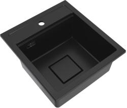 Gamma QUADRO 4550 gránit mosogató automata dugóemelő, szifonnal, fekete, beépíthető (ZLE000217)