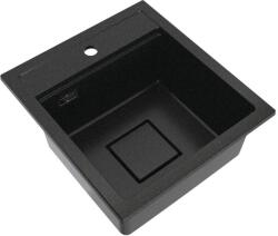 Gamma QUADRO 4550 gránit mosogató automata dugóemelő, szifonnal, fekete-aranyszemcsés, beépíthető (ZLE000222)