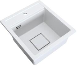 Gamma QUADRO 4550 gránit mosogató automata dugóemelő, szifonnal, fehér, beépíthető (ZLE000220)