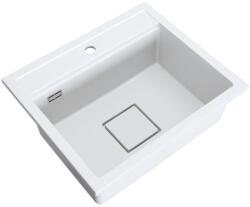 Gamma QUADRO 5850 gránit mosogató automata dugóemelő, szifonnal, fehér, beépíthető (ZLE000234)