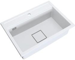 Gamma QUADRO 7050 gránit mosogató automata dugóemelő, szifonnal, fehér, beépíthető (ZLE000236)