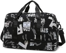  Női Sport- és Utazótáska -hologramos Betűs Anyag -fekete- (ld211415-1)