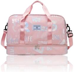  Női Sport- és Utazótáska -hologramos Betűs Anyag- Rózsaszín- (ld211415)