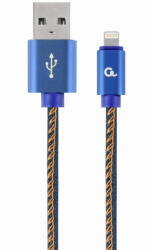 Gembird USB / Lightning töltő kábel 1m kék fonott Gembird (CC-USB2J-AMLM-1M-BL)
