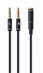Gembird (CCA-418M) 0.2m fekete 2x3.5 mm jack audio adapter kábel