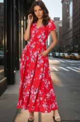RohBoutique Rochie maxi florală cu buzunare, roșie - Roh Dr4777