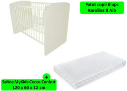 Klups Patut Klups Karolina II Alb + Saltea 12 MyKids Confort