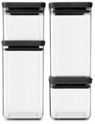 Brabantia Комплект 4 бр бурканчета Brabantia Tasty+ 1001174, 700/1.6л, Подреждане един върху друг, Прозрачен/тъмносив (1001174)