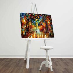  Színes Városi Tájkép Vászonkép - 45x70 cm, Fa Keret